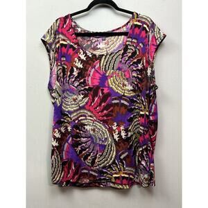 Gloria Vanderbilt Top Womens Plus Size 22/24 Purple Business Casual Abstract Art